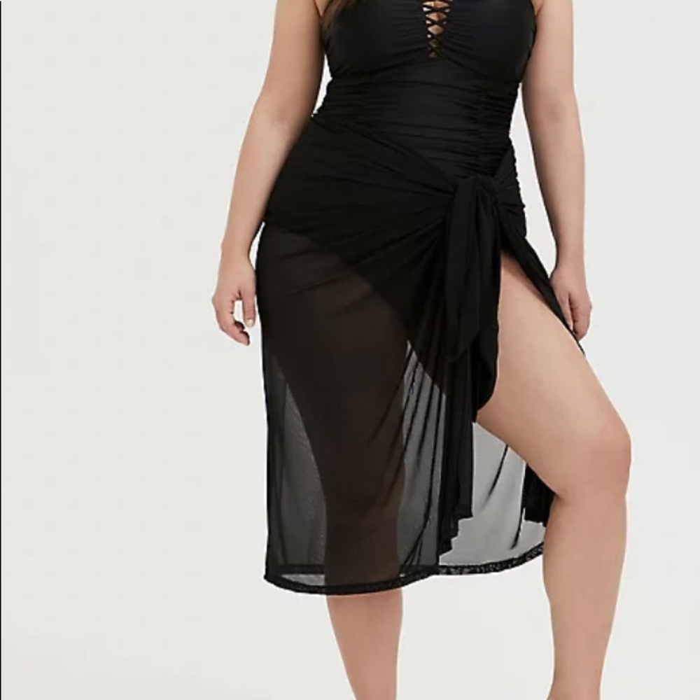Torrid black mesh sarong swim cover-up